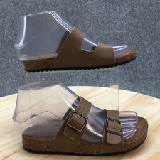 Cat  Jack Sandals Youth 1 Slides Brown Double Buckle Strap Flats Comfort Casual