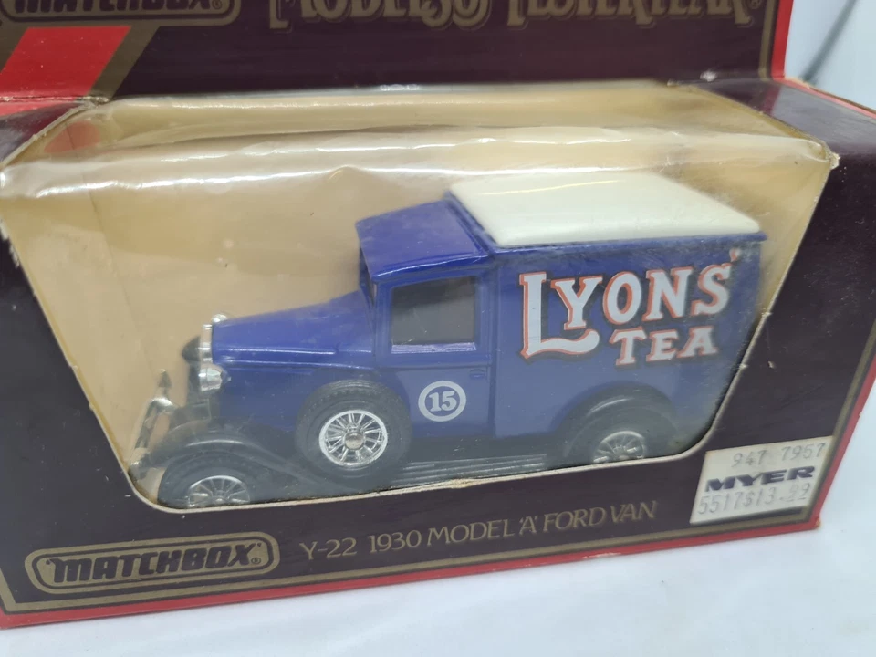 Matchbox Models of Yesteryear Y-22: 1930 Ford Model A Van Blue Lyons Tea New NIB - Image 2 of 4