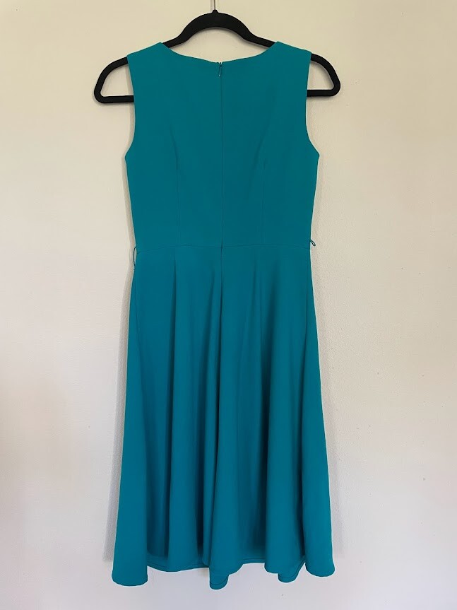 AB Studio Women's A-Line Sleeveless Teal Dress Size 2 Missing Belt