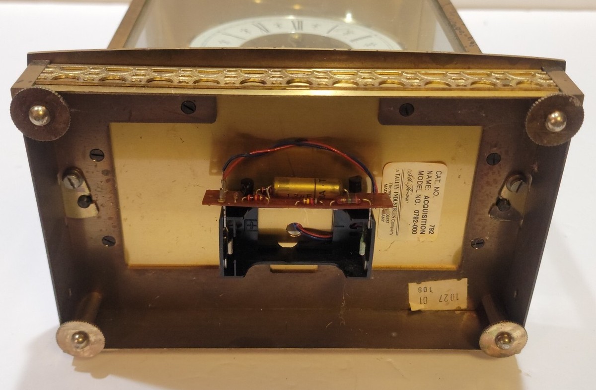 Seth Thomas Playtex Brass Glass Skeleton Carriage Mantel Clock