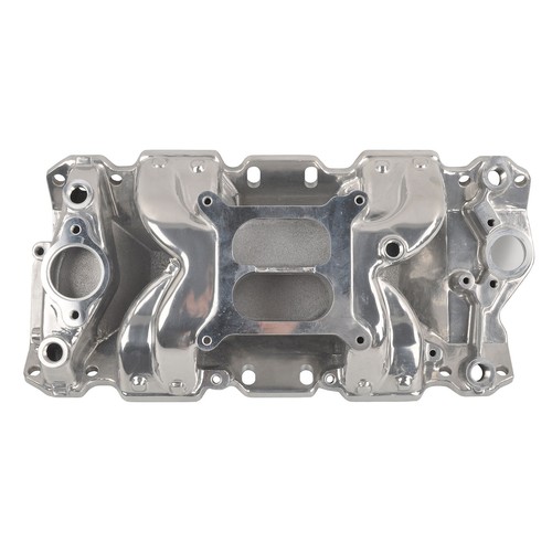 Colector de admisión de espacio de aire de doble plano de aluminio pulido para SBC Chevy 350 400 57-95 - Imagen 5 de 10