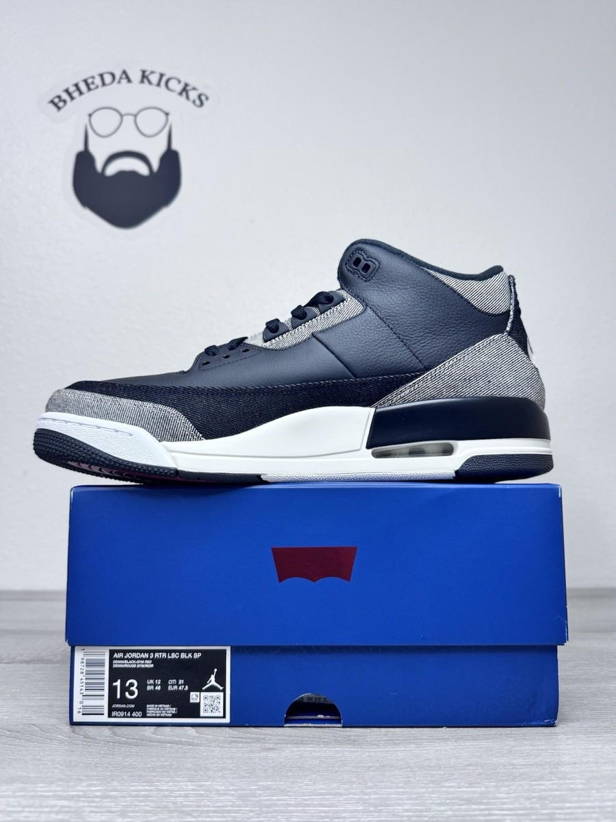 Size 13 - Levi's x Air Jordan 3 Retro SP Black Denim for sale
