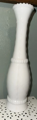 Milk Glass Vase Vintage, 10.25" Tall