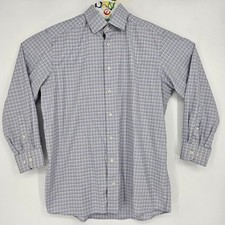 Eton Dress Shirt Mens 16 41 Large Contemporary Plaid Long Sleeve Casual FLAWS