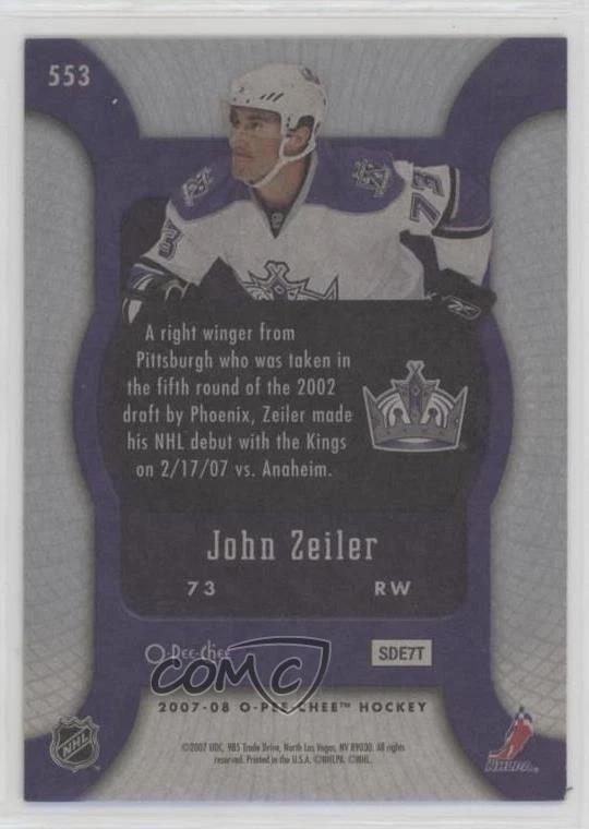 2007-08 O-Pee-Chee Marquee Rookies John Zeiler #553 Rookie RC - Image 2 of 2