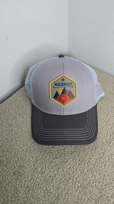 Marmot Mountain Adult Gray Mesh Trucker Outdoor Hiking Snap Back Cap Hat