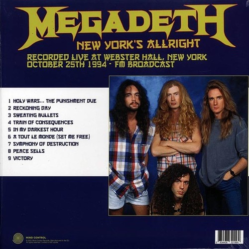 Megadeth New York's Alright Vinyl LP Live 1994 FM Broadcast limitierte Ausgabe 500 Kopien - Bild 6 von 6