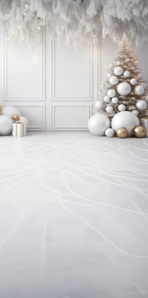 Telón de fondo Kate barrido Navidad blanco pared pluma telón de fondo tamaño 8 pies x 16 pies  Foto 2 de 3