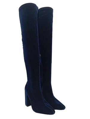 ZARA BASIC Cuissarde Dames Botte haute T EU 39 bleu élégant - Photo 1/4
