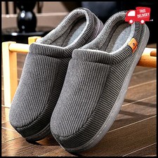 Men's Warm Slippers TPR Sole Memory Foam Soft Cushion Non Slip Indoor Shoes