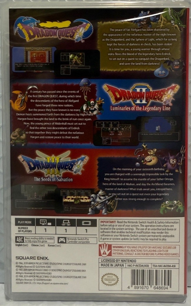 Dragon Quest Collection (1, 2, 3) (Switch, 2019) for sale online