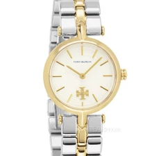 Tory Burch Kira Womens Watch, Cream White Dial, Two-Tone Gold Silver Steel Band