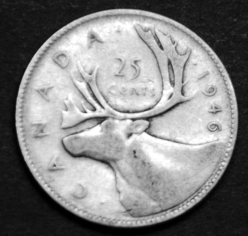 1946 25¢ silver coin in a paper flip - Free shipping