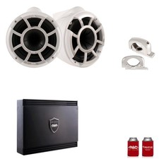Wet Sounds REV10W-FC White REV 10 Fixed Clamp Tower Speakers with SDX2 Amp