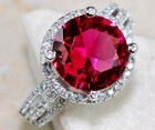 6CT Heat Treated Rubellite Tourmaline 925 Solid Sterling Silver Ring Sz 6 &5-8 — photo 1