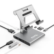 8-in-1 USB C Hub for iPad with Stand, 100W Pass-Through Charging, USB C