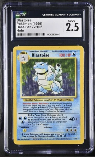 Blastoise Holo Base Set 2/102 CGC 2.5 Good+  1999