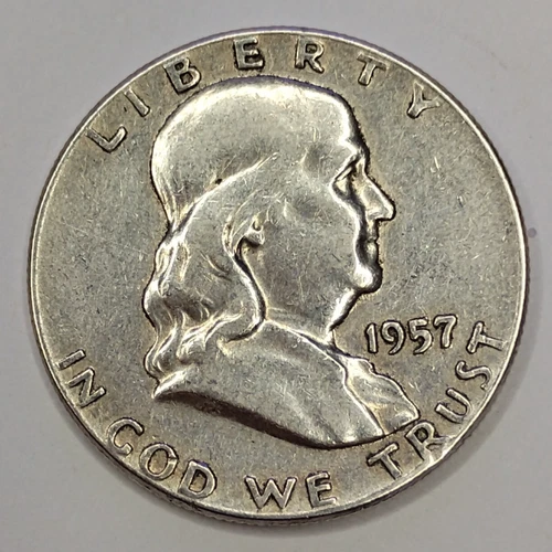 1957-P Franklin Half Dollar 90% Silver Nice Circulated Condition - FHD06