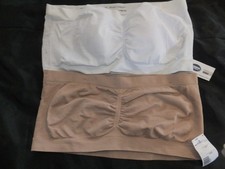 Set of 2 women's tube top bandeau bra top NWT 1 white 1 tan bra sz L XL stretch