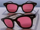 Mens Classic Vintage Retro Hardcore Biker Style SUNGLASSES Black Frame Rose Lens