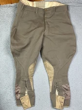 Vintage 1930s Jodhpurs Brown Tan NRA Vintage Riding Pants Cotton Leather True
