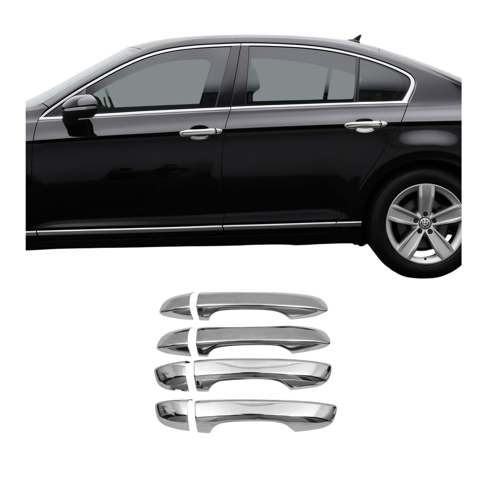 Couvercle de poignée de porte en acier pour VW Tiguan 2016-2025 argent
