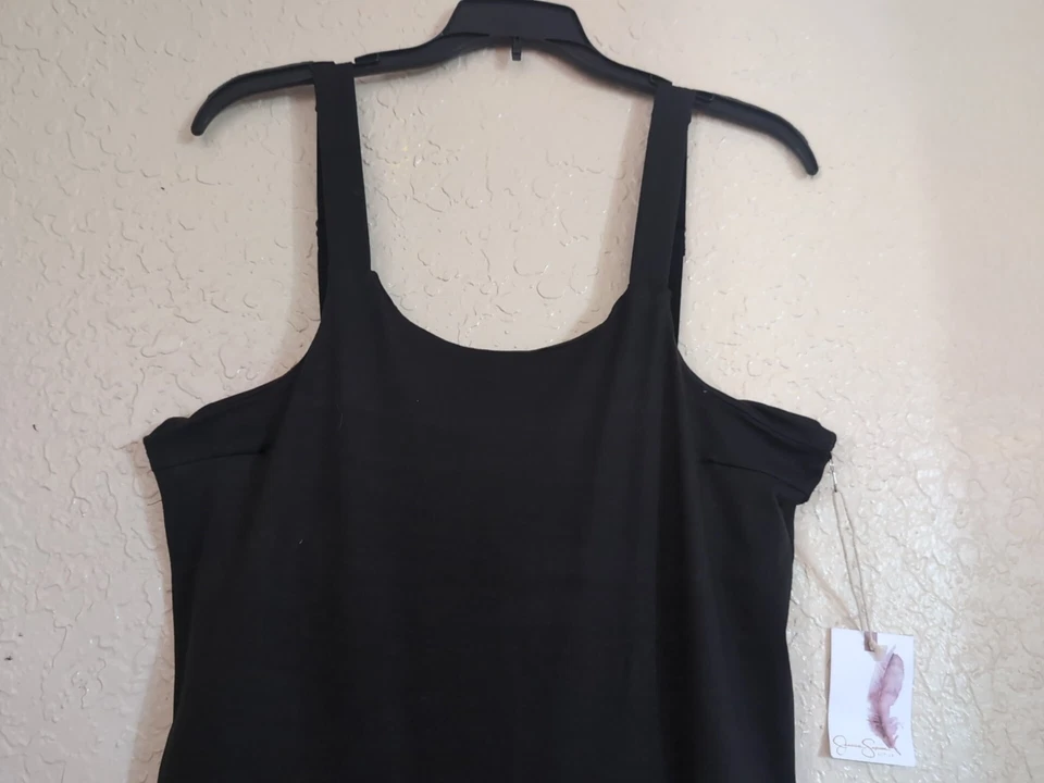 Mono Jessica Simpson Active para mujer XL negro elástico incorporado sujetador pierna ancha Foto 3 de 4