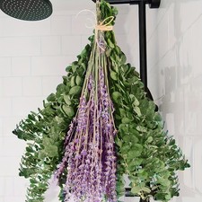 115Pcs 17'' Natural Dried Eucalyptus Stems  Lavender Flowers Bundle for Shower