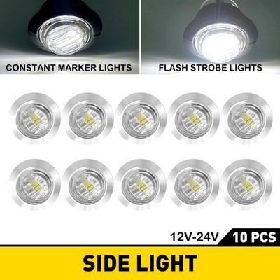 10Pcs 3/4'' Strobe + Steady White LED Marker Lights Dual Modes Warning Flash Lamp