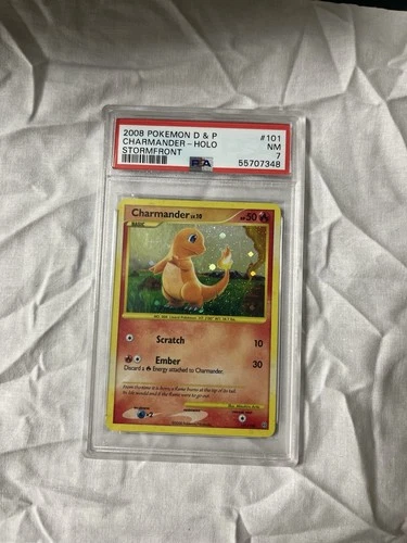 Pokemon TCG Charmander Holo Card 101/100 Secret Rare D&P Stormfront PSA 7