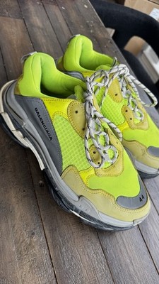 Balenciaga Triple S Sneaker Neon Yellow Grey Speed Flat Trainer 44 Mens Size 11