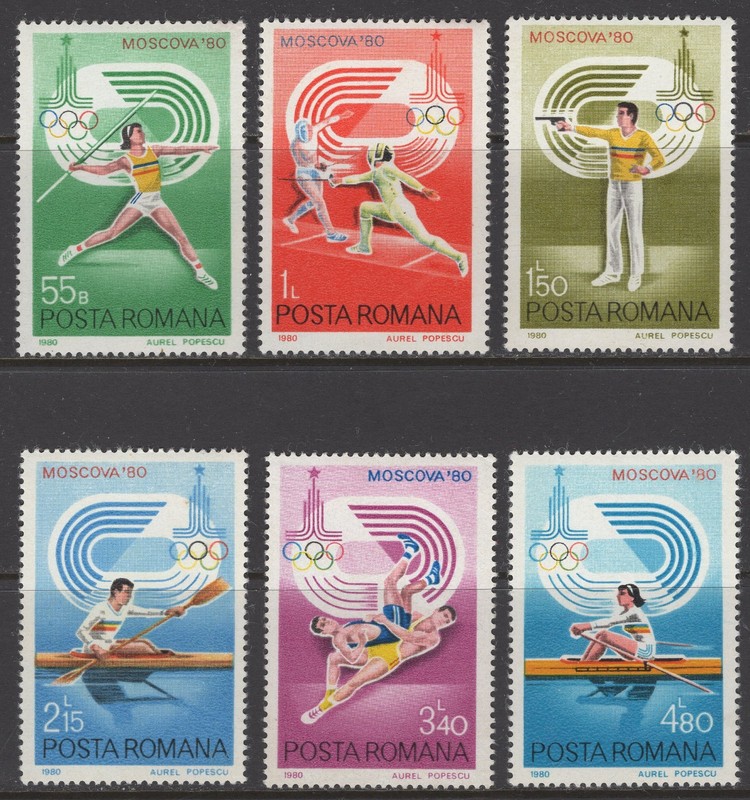 Romania 1980. 22nd Summer Olympic Games, Moscow. Scott # 2962-2967. MNH, VF