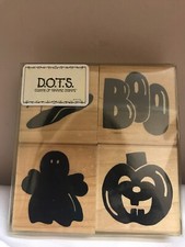 D.O.T.S Rubber Stamps Spooky Boo Pumpkin Witches Hat Ghost Cards Halloween S206