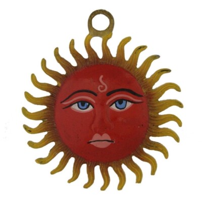 SURYA WALL DECORATIVE Handmade Rare Tribal Surya Sun Wall Hanging Metal Statue