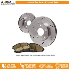 Axiom Front Drilled Brake Rotors Ceramic Pads for 08-16 Chrysler Town & Country