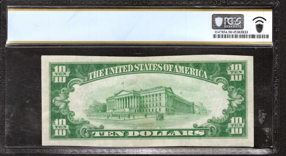 1929 $10 FIRST NATIONAL BANKNOTE CURRENCY SHELBY NEBRASKA PCGS 50 AU (381A) - Image 2 of 2