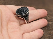 Mens 925 Sterling Silver Ring Size 11.5 Black Onyx Handmade