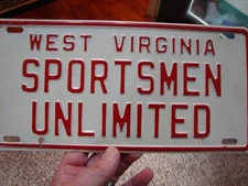 Vintage HTF West Virginia Sportsman Unlimited License Plate Super Nice WV Plate