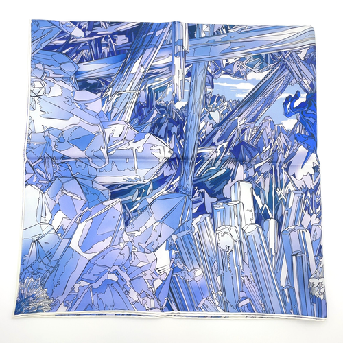 Auth Hermes Carré 90 La Vallee de Cristal Silk Scarf W/Box BA040057 - Picture 9 of 20