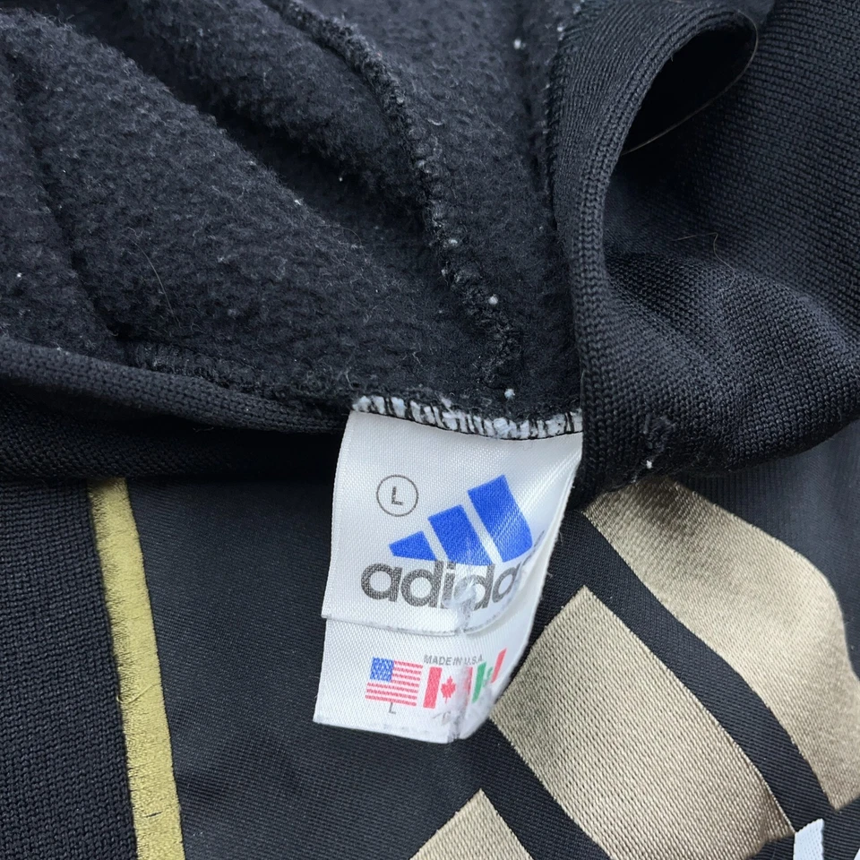 Sudadera con Capucha Adidas De Colección Hombres Grande Negra Dorada Suéter Parche EE. UU. 90s * Foto 3 de 4