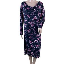 T Tahari Women's Drape Neck Long Sleeve Floral Sheath Dress Size 12