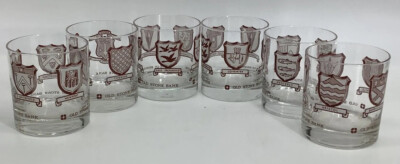 VINTAGE OLD STONE BANK  (6) GLASSES  Low Ball RHODE ISLAND TOWNS 25 Branches