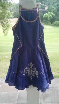 cutest girls 10 cobalt blue catimini designer jumper dress sequin tribal leopard