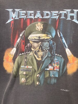Megadeth Vic Rattlehead Thrash Metal Speed Metal Worn Down Used T 