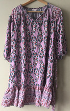 KNOX ROSE Purple Paisley A–Line Dress 3/4 Sleeve V–Neck Size XXL.