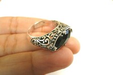 Black Onyx Solitaire Ornate 925 Sterling Silver Ring Size 6 7 8 9