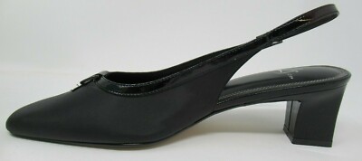 LIFESTRIDE WOMEN'S JANA BLACK DEVILLE/GLEAM LEATHER SLINGBACK HEELS SHOES 5.5/M