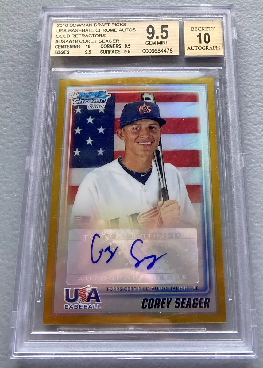Corey Seager 2010 Bowman Chrome GOLD Ref. Rookie Autograph /50 BGS 9.5 Auto 10