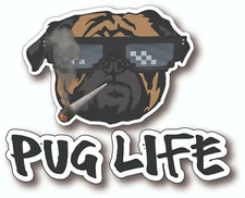 Pug Life Funny Decal Dog Laptop Car Window Bumper Pugs Pet Vinyl Sticker