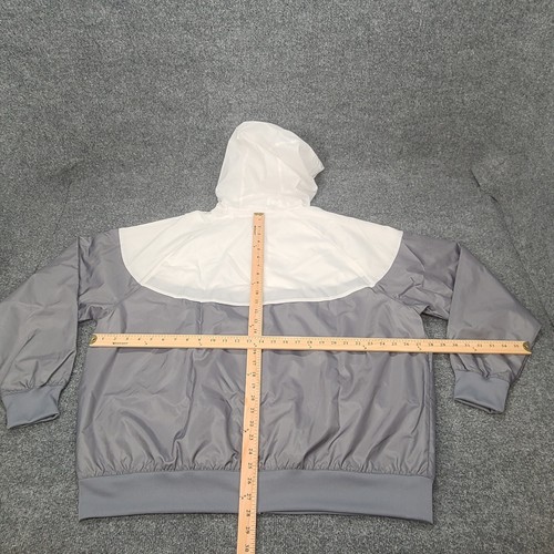 Nike Jacket Mens Extra Large Gray White Zip Hooded Windbreaker Rain Coat New XL - Picture 11 of 14